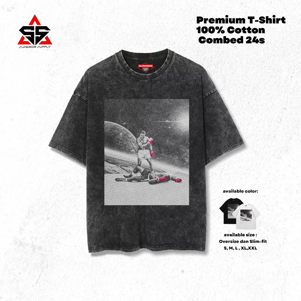 SUPERIOR Kaos Muhammad Ali Oversized washed tshirt Oversize slimfit sandwash ALI-11