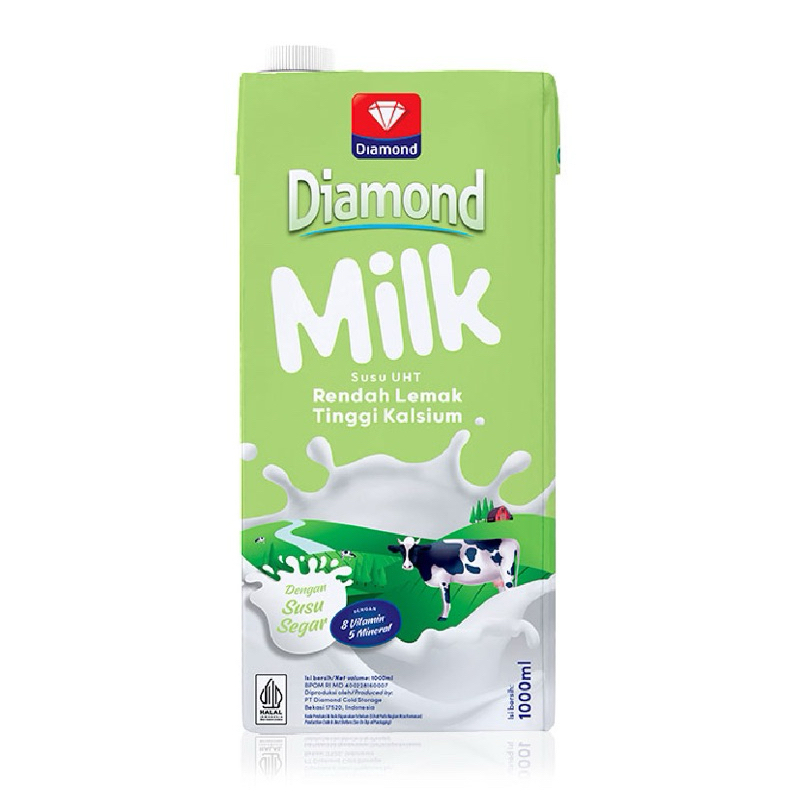 

Diamond susu UHT Milk 1L per karton per dus isi 12 x 1L