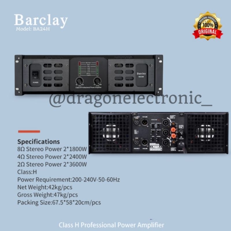 Power Amplifier BARCLAY BA24H | BA 24 H | BA 24H Class H Original by HUPER
