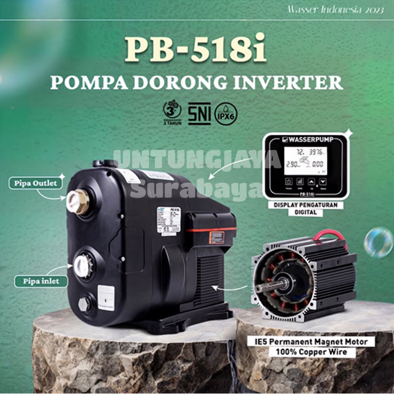 POMPA WASSER PB 518 i / POMPA BOOSTER INVERTER WASSER PB518i / POMPA DORONG WASSER PB-518i / POMPA W