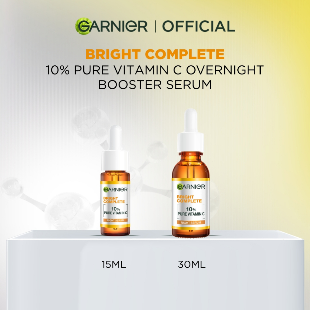 GARNIER Serum Bright Complete Overnight PURE VITAMIN C Serum 15ml 30ml - Skincare Mencerahkan Wajah 