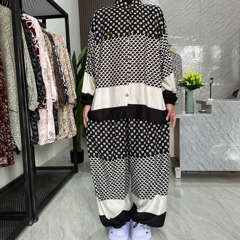 Setelan Rayon Jumbo LD 130 Lengan Panjang