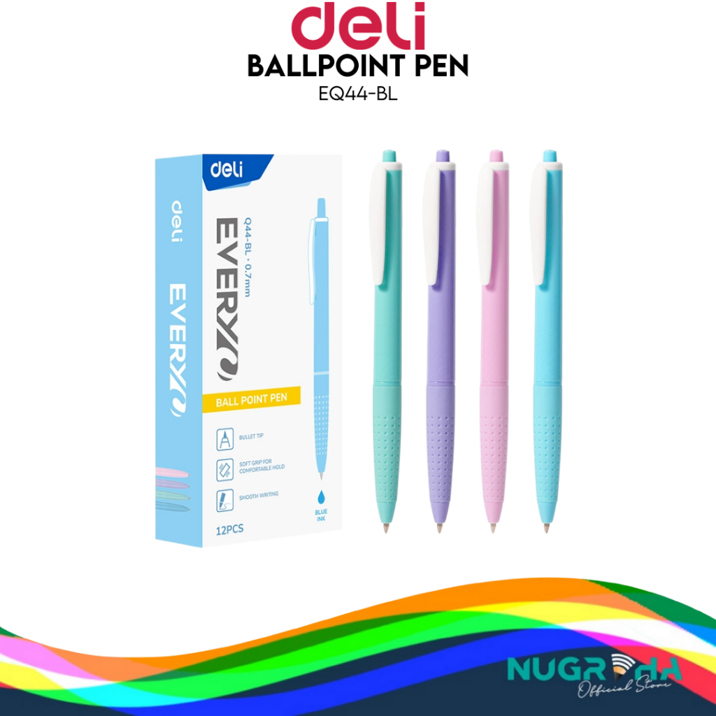 

Deli Gel Pen Pulpen Gel Retractable Tinta Biru 0.7mm EQ44 BL