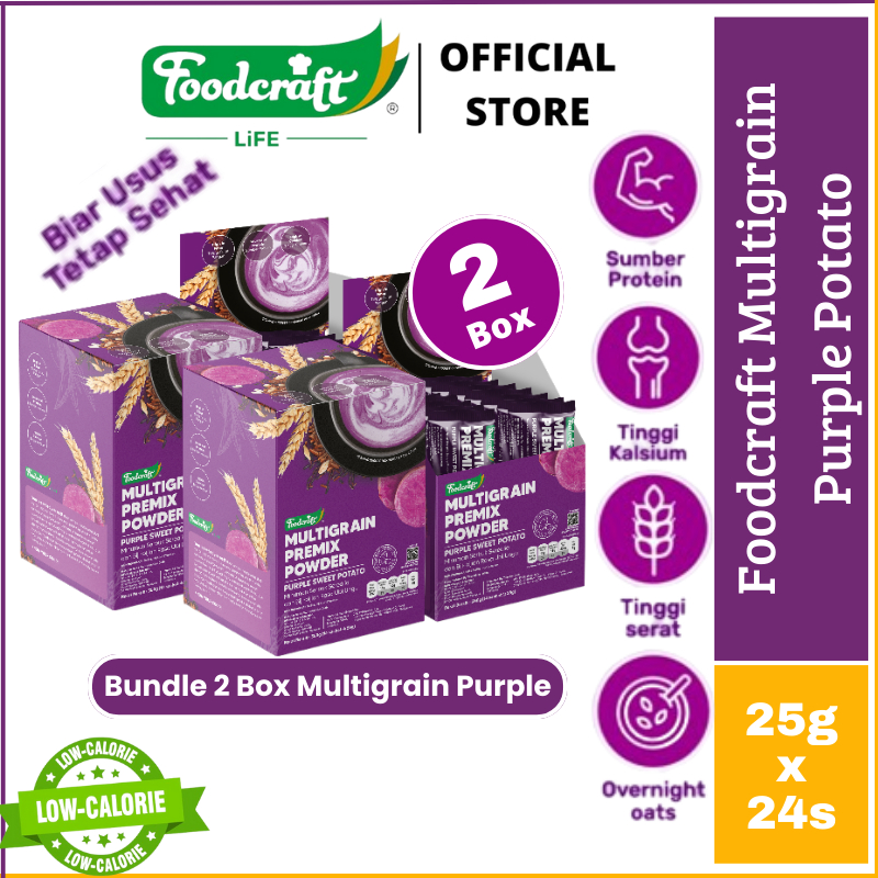 

【Bundle Special 2 Box】 Foodcraft Premix Multigrain Powder Purple Sweet Potato 2 Box Minuman Serbuk Sereal Nutrisi Sarapan Cocok Diet Tinggi Serat Kaya Protein Rasa Ubi Ungu