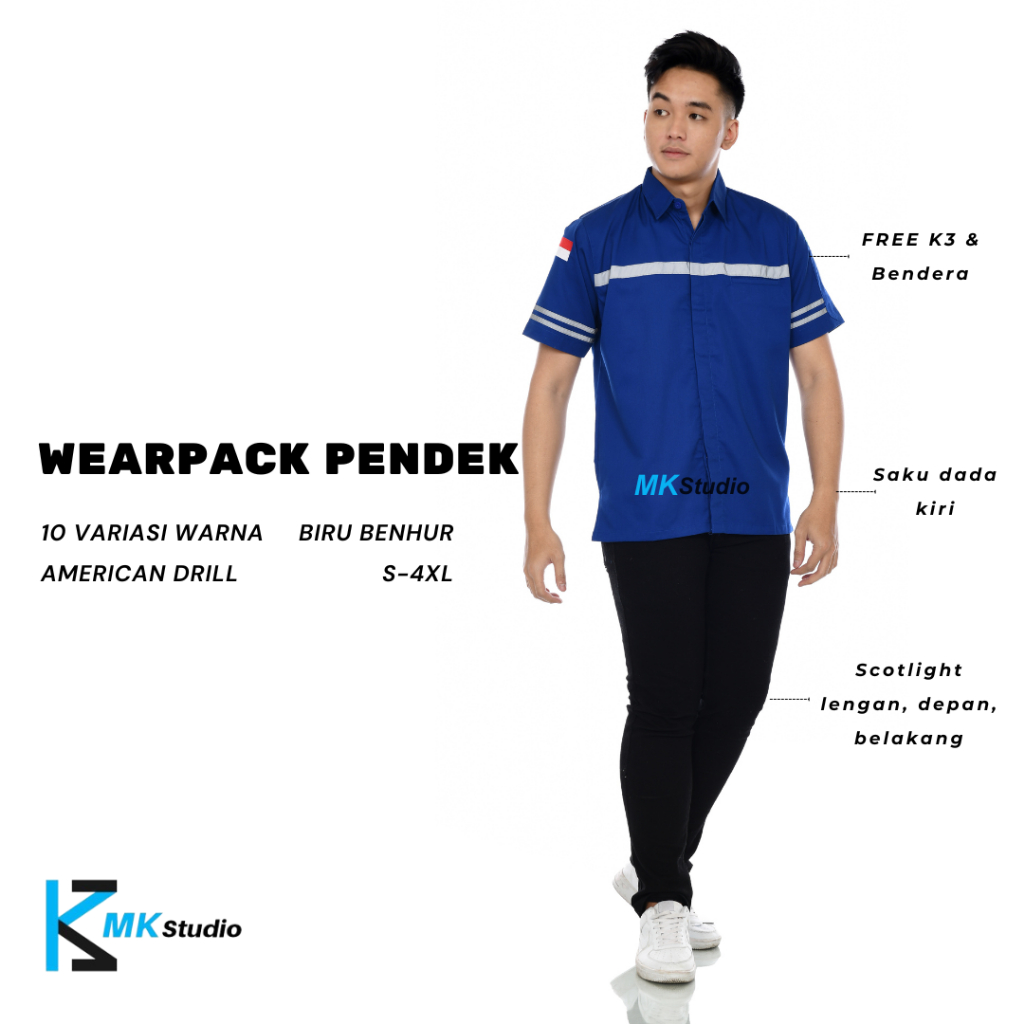 Baju Teknisi Wearpack Baju Seragam Kerja Kemeja Lapangan Pria Seragam Safety Proyek Lapangan