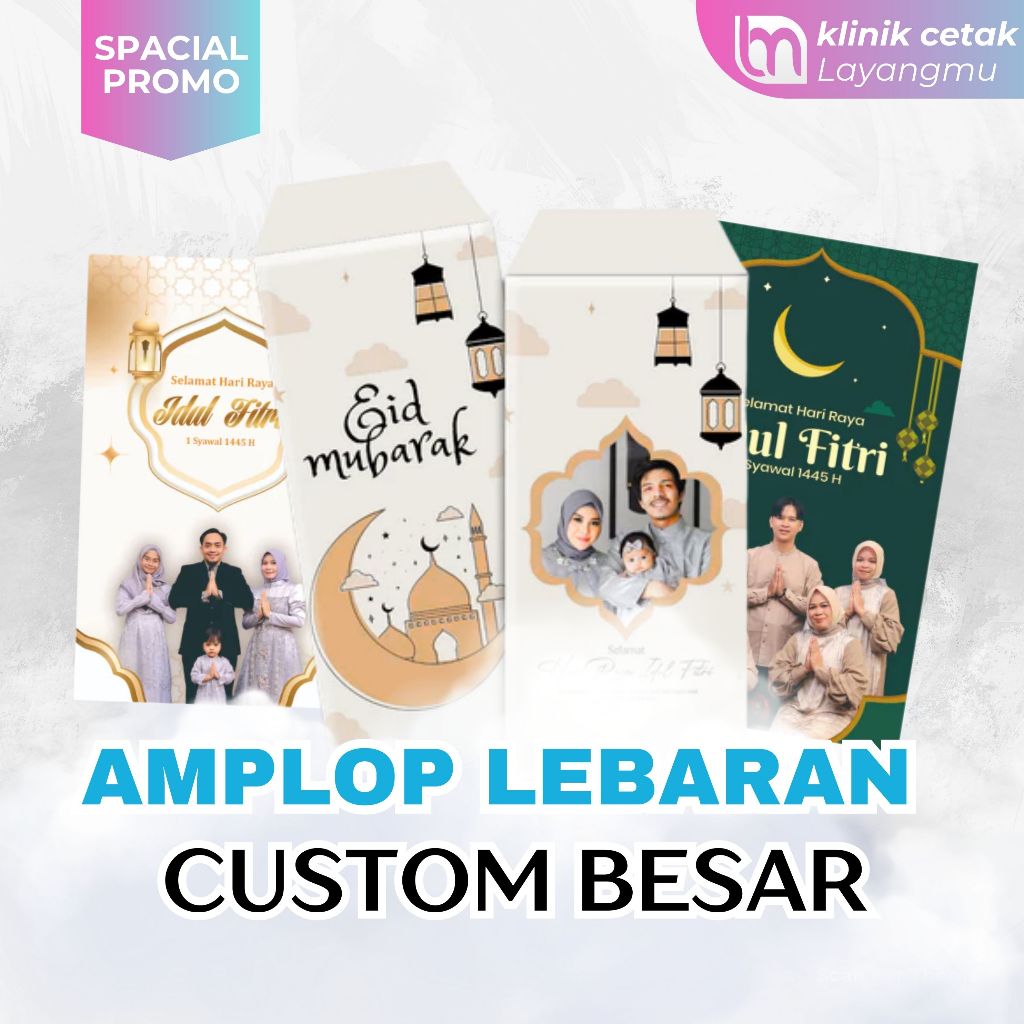 

Amplop lebaran custom besar uang tanpa lipat, bisa custom foto, nama dan desain