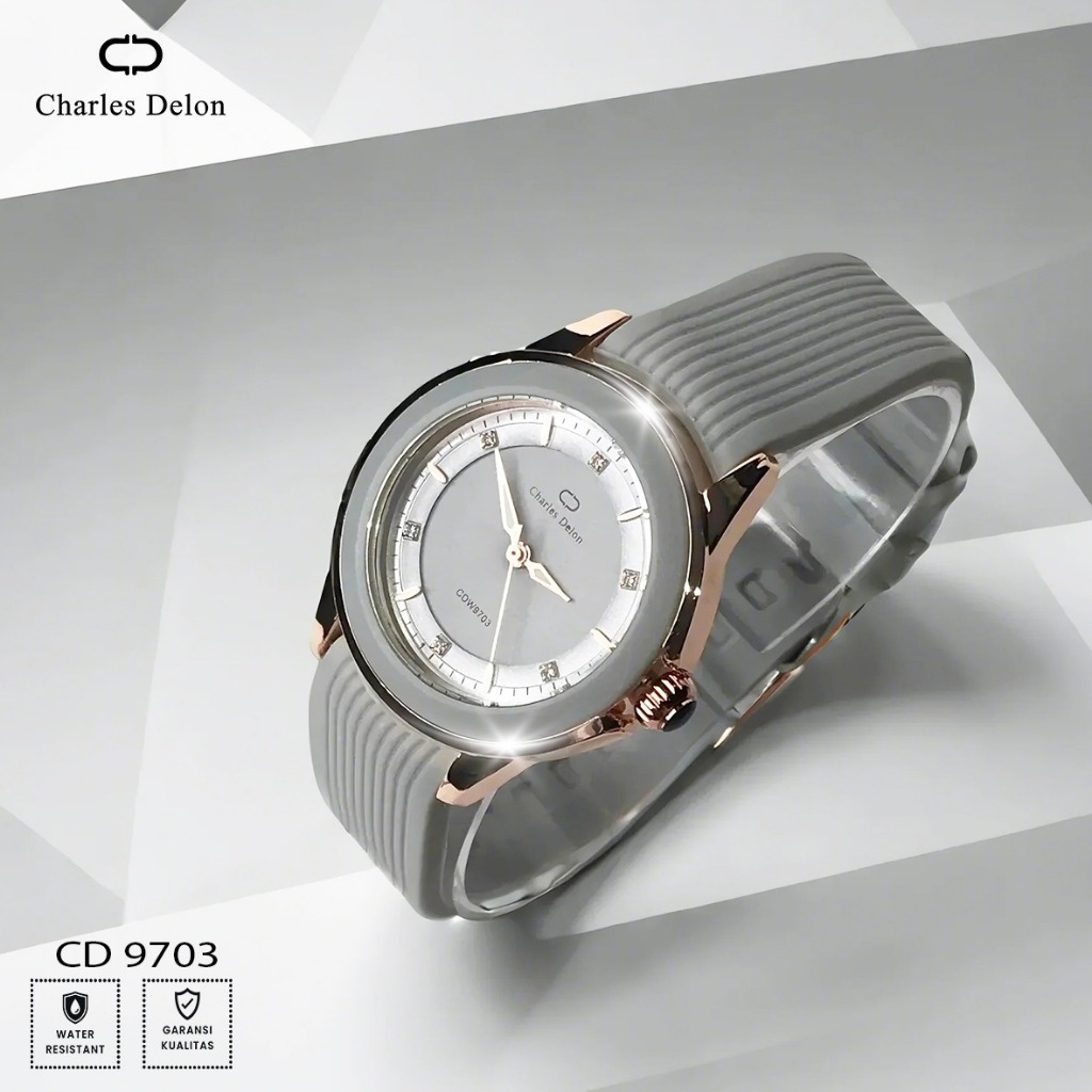 Jam Tangan Wanita Karet Silicon Anti Air Box Original Charles Delon CDW 9703