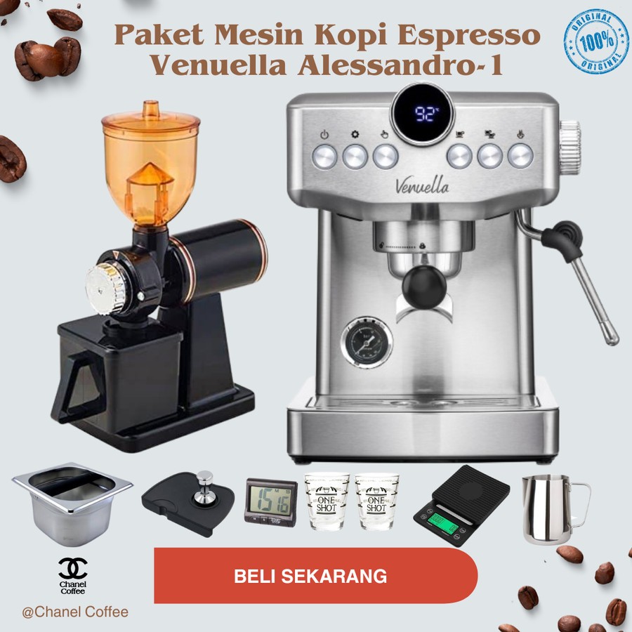 Paket Mesin Kopi Espresso For Home Venuella Alessandro-1 + GRINDER ELEKTRIK + Tools