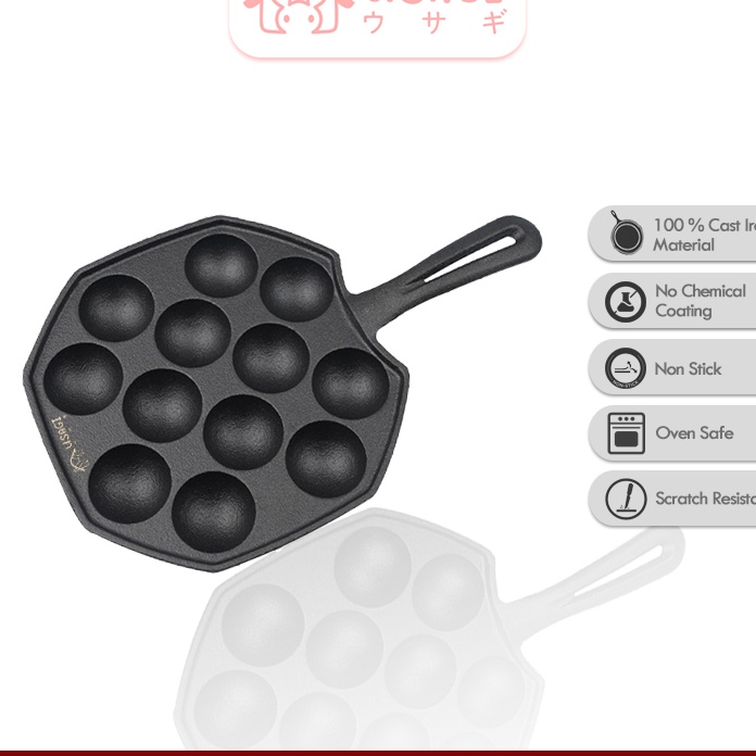Hemat USAGI Takoyaki Cast Iron Pan  Cetakan Takoyaki Cast Iron 12 Pcs  Cetakan Besi Cor Takoyaki  Ta