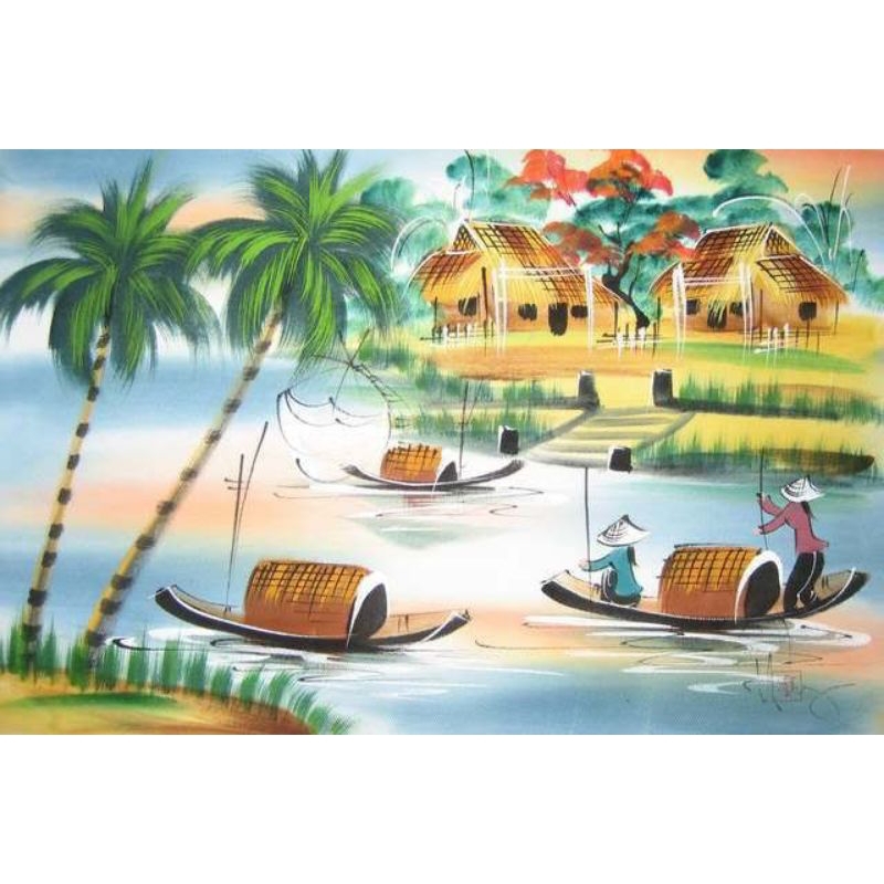 Poster cetak, pemandangan pemancing, hiasan dinding, pemandangan pemancing, bisa cod