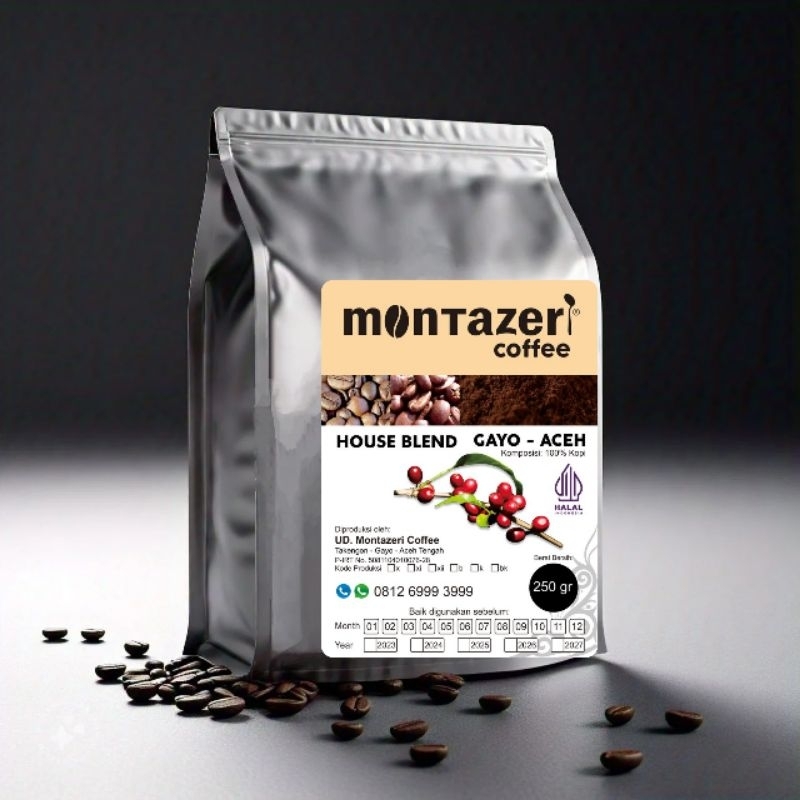 

kopi houseblend gayo aceh 250gr biji roasted atau bubuk montazericoffee