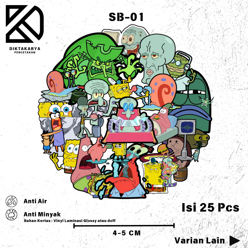 

Stiker Spongebob Vinyl Laminasi Anti Air Dan Minyak Dekorasi Helm, Laptop, Tumbler DLL
