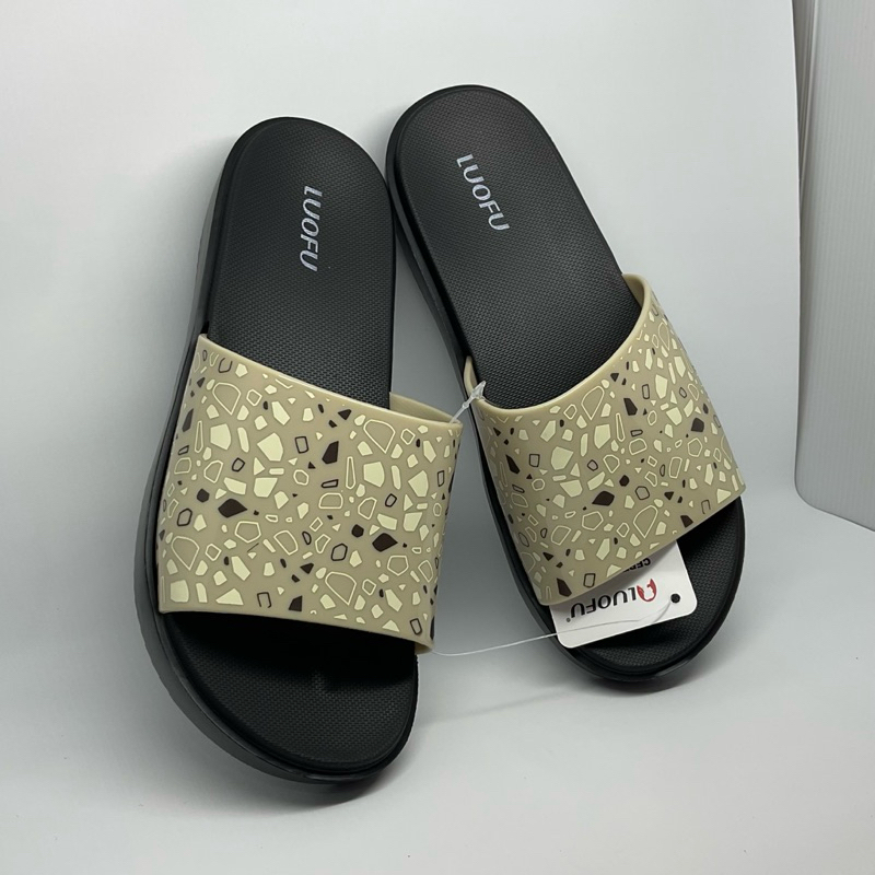 sandal slide luofu/hitam coklat/sandal wanita simple/ sandal rumah/sandal karet/sandal casual/sandal