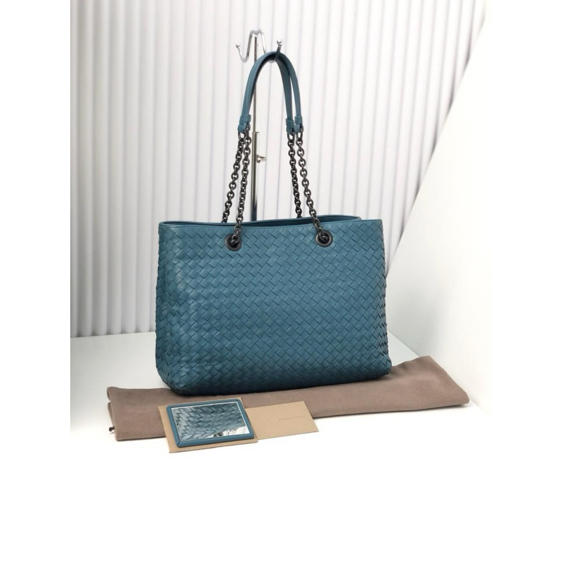 PRELOVED Bottega Veneta BV Nappa Increcciato Chain Blue Tote Bag
