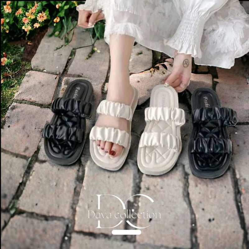 sandal wanita press ban 2 kerut / sandal ban 2 kerut