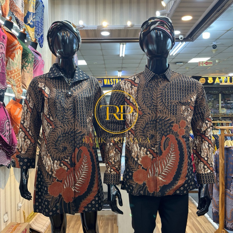 Baju Batik Tunik | Batik Couple Elegan | Batik Sarimbitan | Atasan Batik Wanita | Bahan Katun Solo L