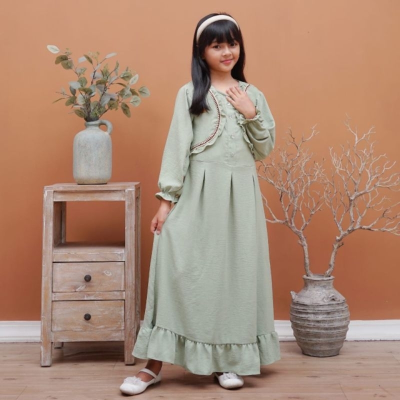 DRESS RENDA ROMPI ANAK, BUSANA MUSLIM GAMIS ANAK TOP KEKINIAN, DRESS  ANAK TERBARU Wanita Panjang