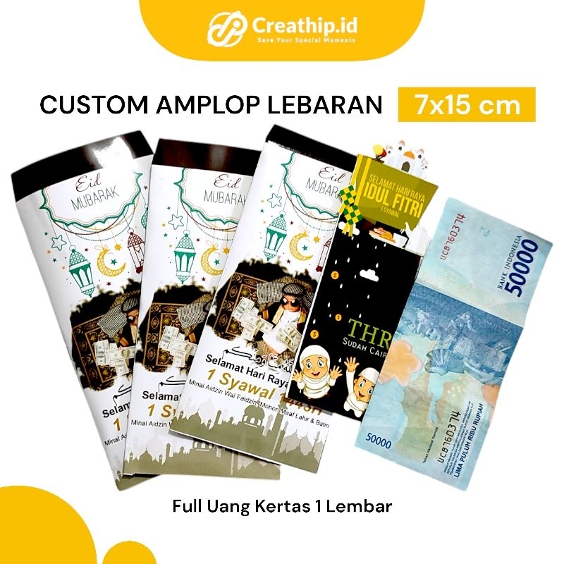

10 Pcs Amplop Lebaran Custom Foto dan Ucapan uk 7 x 15