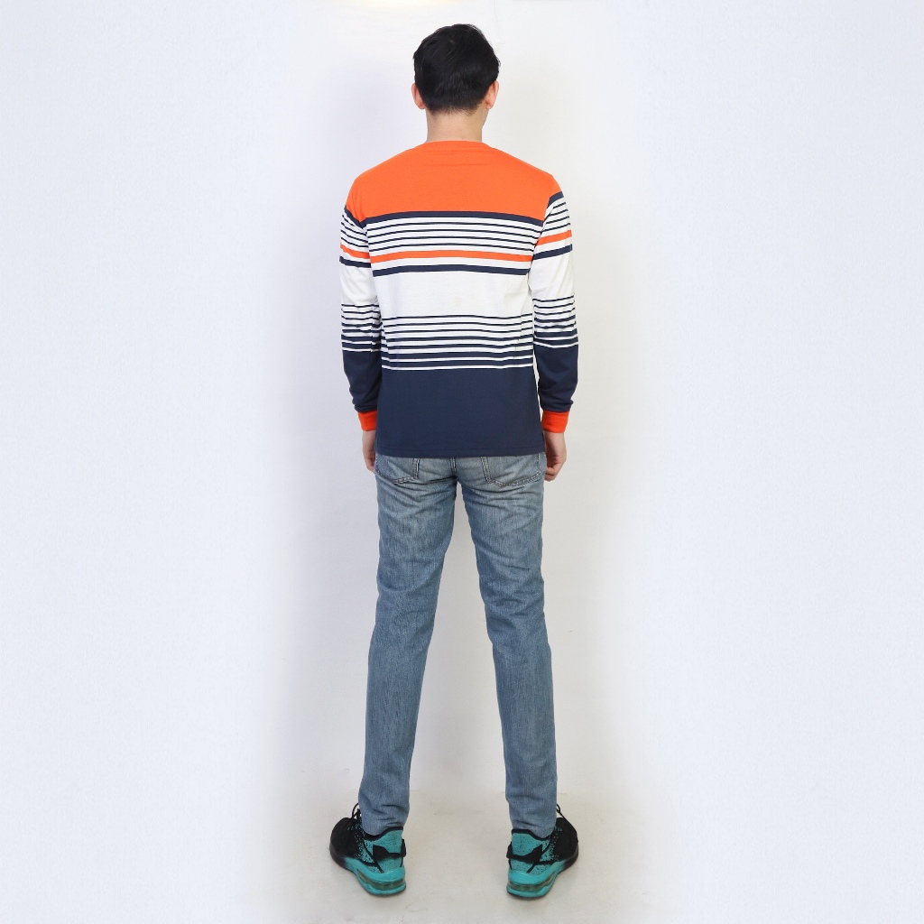 QH Kaospolos - Kaos Salur Stripe Pria Kaos Distro Belang Garis-garis Lengan Panjang
