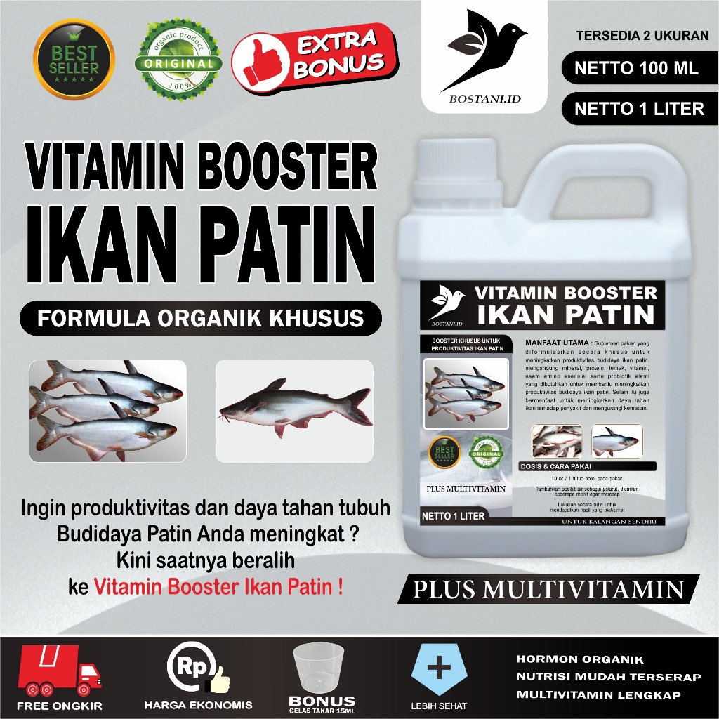SUPLEMEN IKAN PATIN / VITAMIN IKAN PATIN CEPAT BESAR / NUTRISI MULTIVITAMIN IKAN PATIN / BOOSTER BUD