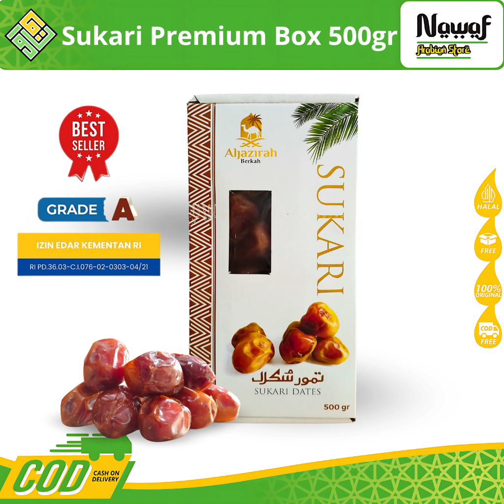 

Kurma Sukari Thinwall 500gr Kurma Raja Basah Premium Quality