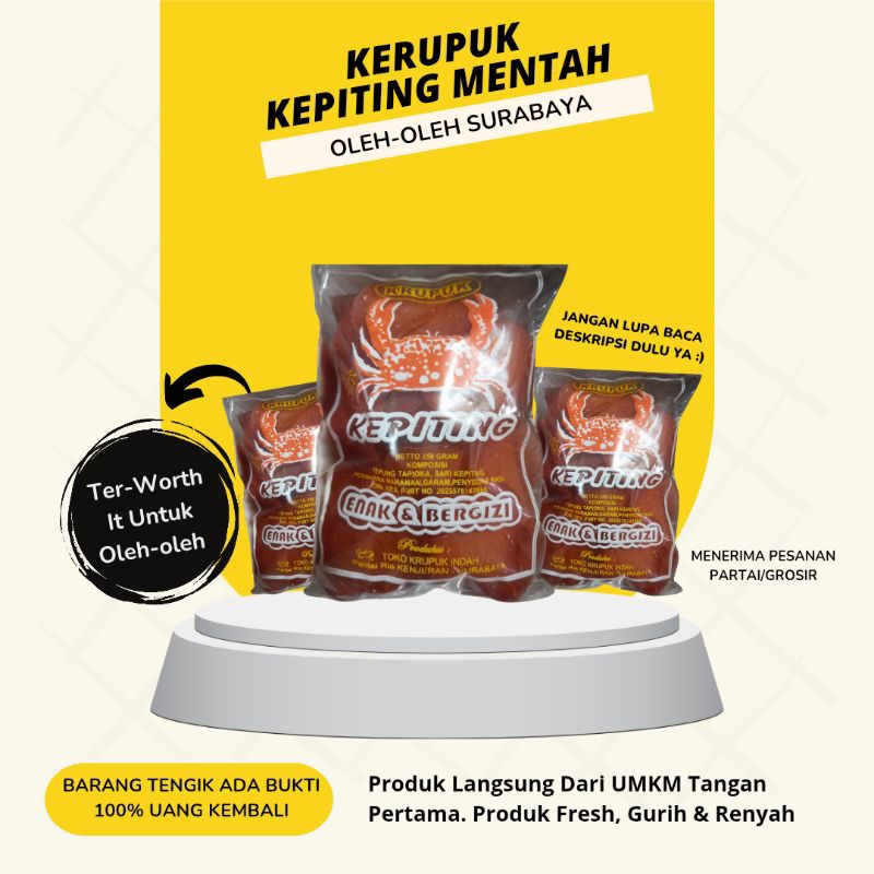 

Kerupuk Kepiting Mentah 250 gram Khas Kenjeran Surabaya