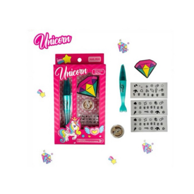 Unicorn Nail Pen Mainan Kutek Kuku Anak Assorted