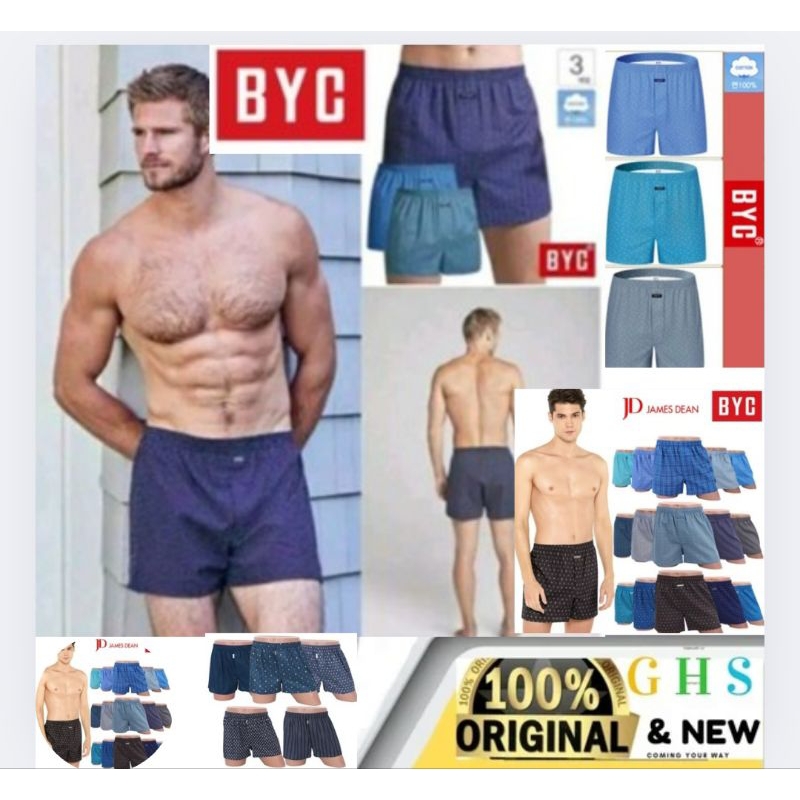 BYC Mens Underwear Cotton woven 3/ Pcs Satu paket  Boxer Korean Brands Unisex Original
