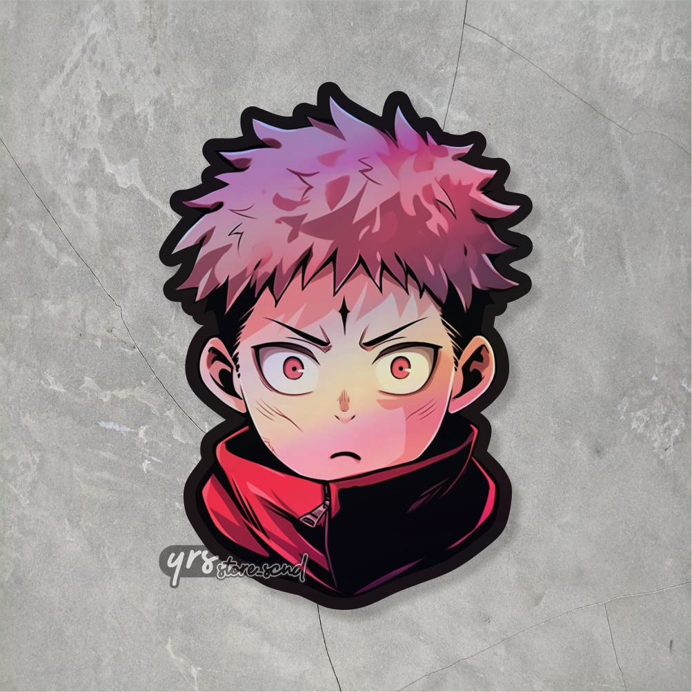 

Sticker Anime Hologram Jujutsu Kaisen Yuji Itadori Chibi Ukuran +- 7 x 5 cm sticker case hp laptop dll murah anti air