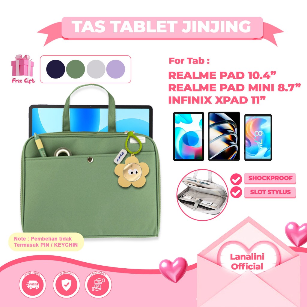 Tas Hand Bag Jinjing Sleevecase Infinix XPad 11" 2024 X Pad 11 Inch Realme Pad 10.4 10 inci 2021 Min