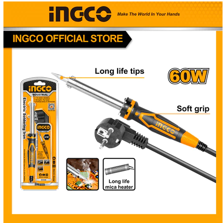 Solder Listrik 60w Watt Lurus INGCO SI0268 Iron Alat Patri Listrik Timah Heavy Duty