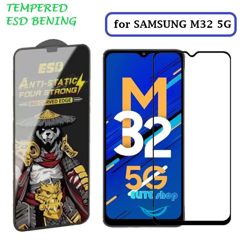 SAMSUNG M32 TEMPERED GLASS PREMIUM -TG ANTI STATIC ESD Tempered Glass ESD Full Cover Anti Static