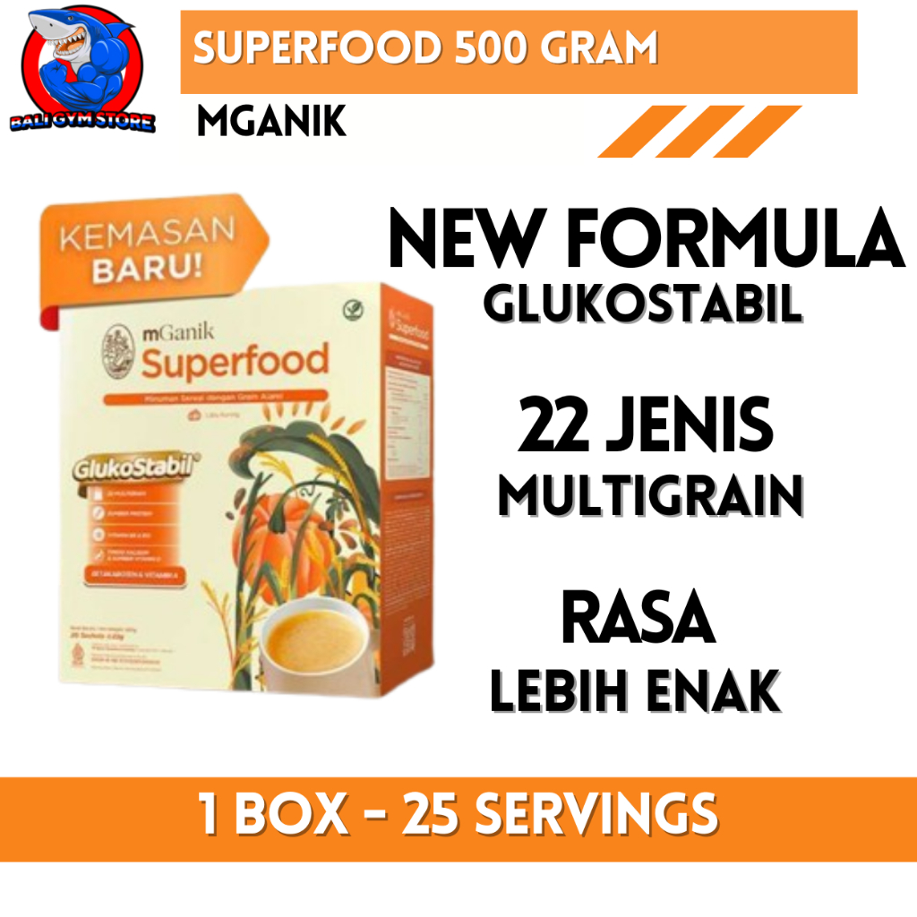 

Mganik Superfood 500 Gram Dengan 22 Jenis Multigrain 1 Box - 25 Servings