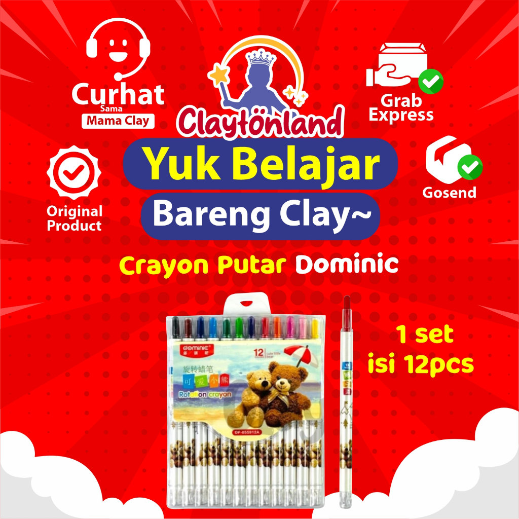 

Crayon Putar 12 Warna Dominic ( 16cm ) / Rotating Crayon Dominic / Krayon Putar