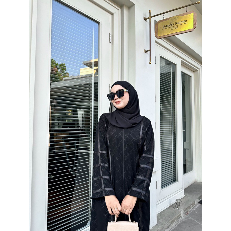 ABAYA WANDA JETBLACK EMBOS ALKHATIB COLLECTION S M L XL XXL Muslim Wanita Gamis Turki Dress Hitam | 