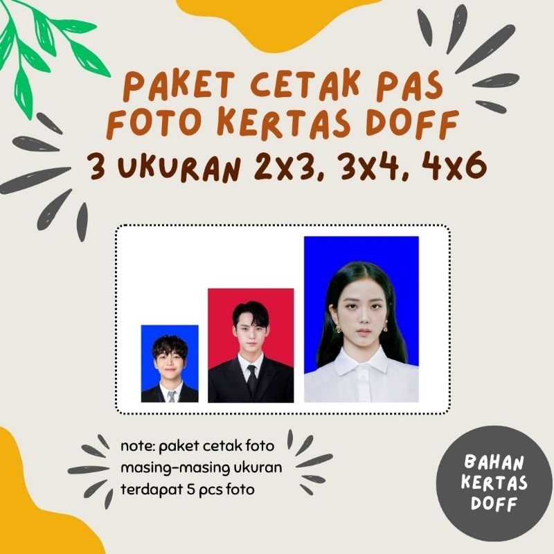 Paket cetak pas foto bahan doff