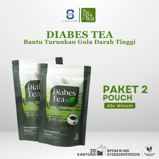 

Teh Diabetes Bye Tea Paket 2 Pouch - Herbal Alami Penurun Gula Darah, 20 Kantung