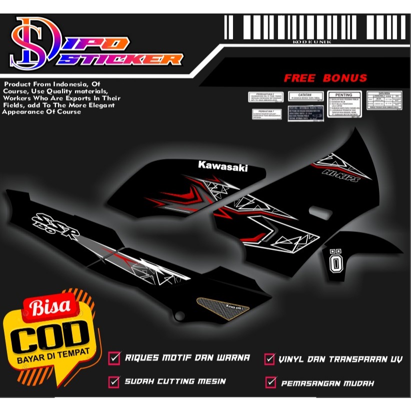 sticker striping ninja KRR ssr custom transparan UV (bisa riquest)