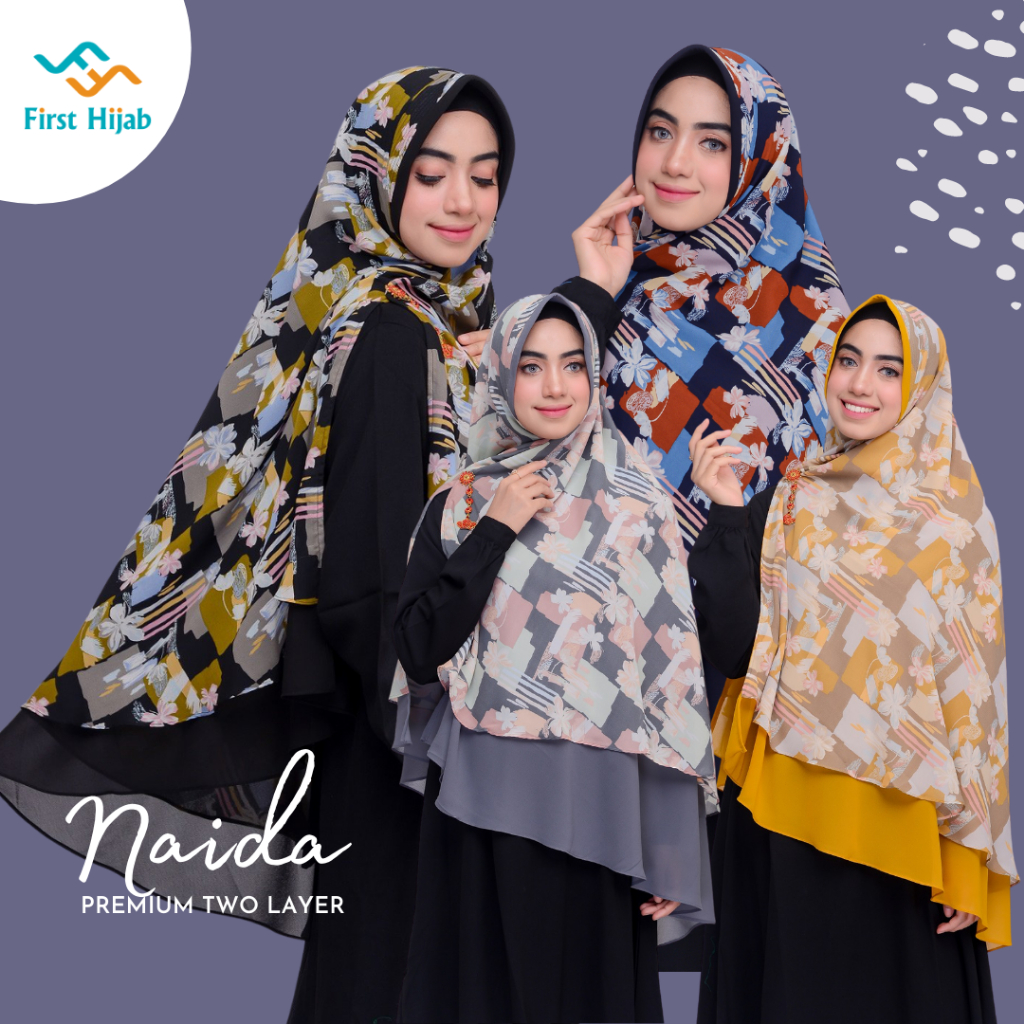 NAIDA Hijab Jilbab Khimar Bergo Instant Daily Motif Viney Bunga Cantik