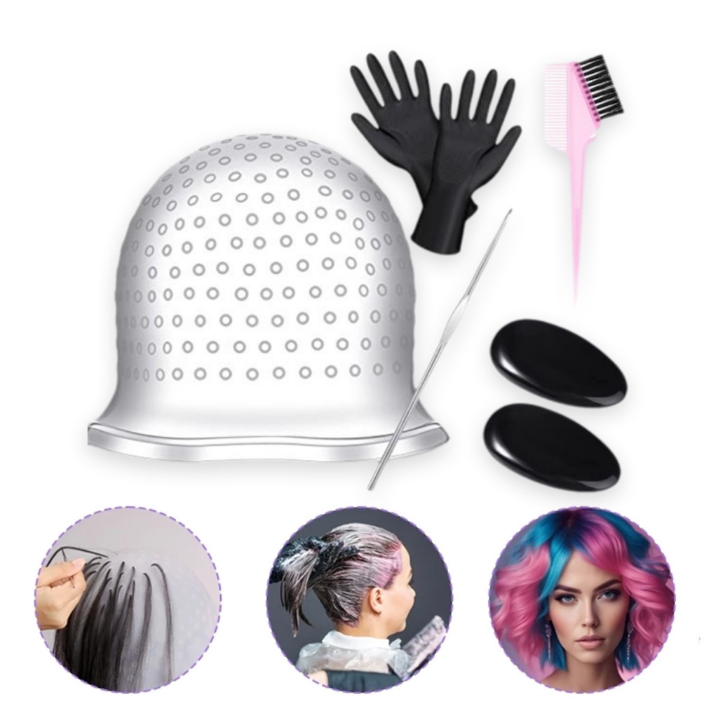 Magicap Topi Highlight Semir Rambut Alat Pewarna Rambut / Set Alat Cat Rambut Silikon