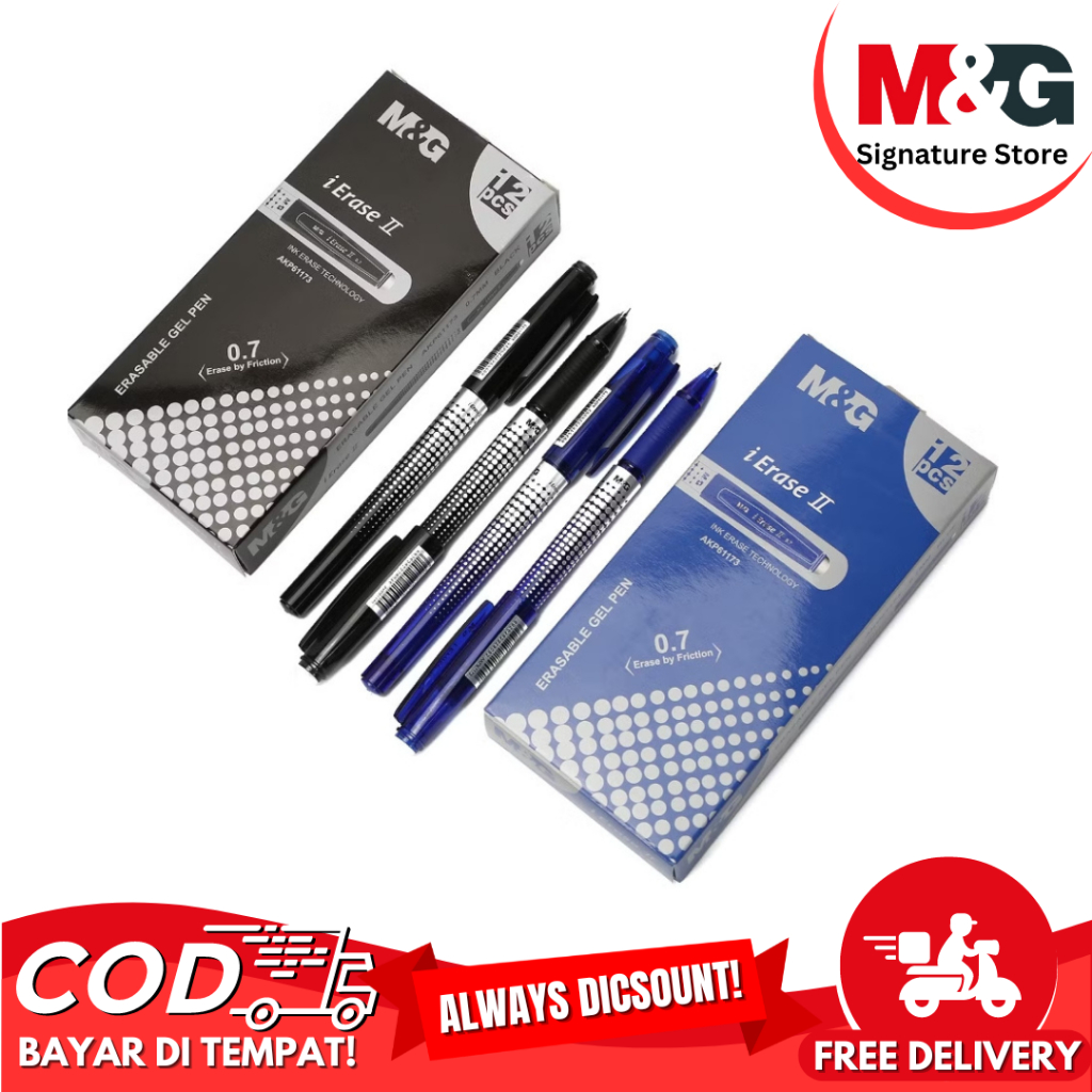 

Pulpen bisa dihapus Erasable Gel Pen M&G 2 Warna Pilihan hitam biru i erase 2 Tip 0.7mm #AKP61173