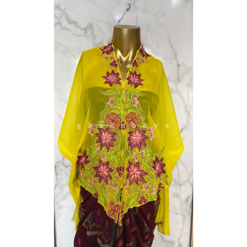 KEBAYA BORDIR BUNGA KUNING/KEBAYA BALI/ KAIN KEBAYA