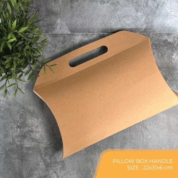 pillow box handle warna coklat bahan kraft packaging mukena sajadah kotak box baju premium size 28x3