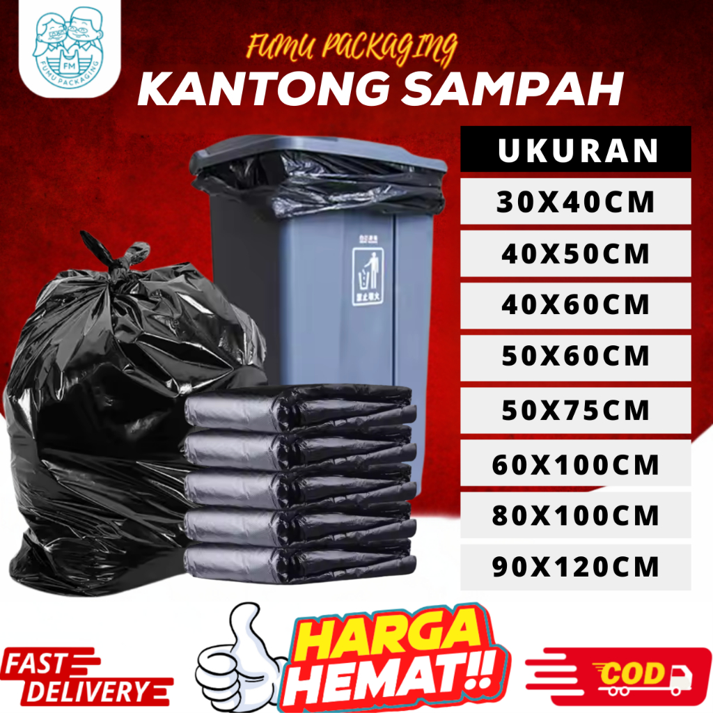 Kantong Sampah / Kresek Sampah / Plastik Sampah / Trash Bag Hitam LDPE 90X120CM Grosir Murah