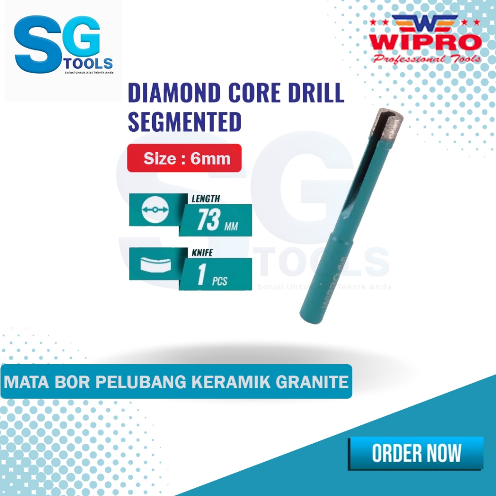 Wipro Mata Bor Pelubang Keramik Granit 6mm DCS-6  - Wipro Diamond Core Drill Segmented  6mm
