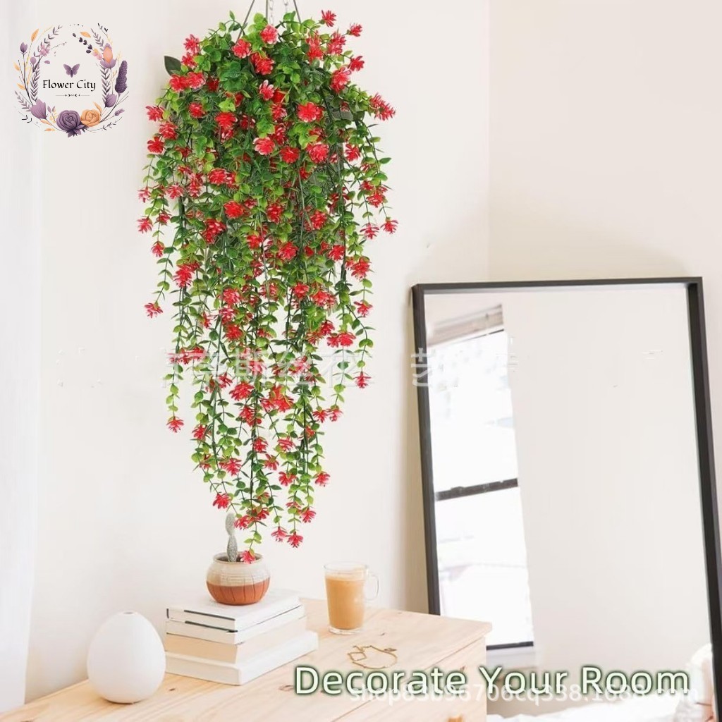 DAUN ANGGREK JUNTAI 5 TANAMAN GANYUNG HIAS DEKORASI PLASTIK DAUN LONCENG ARTIFICIAL DAUN RAMBAT JUNT