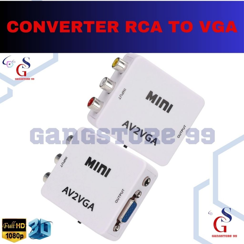 Converter Display AV2VGA RCA TO VGA Converter AV to VGA Converter RCA AV to VGA Konektor Mini Box Bi