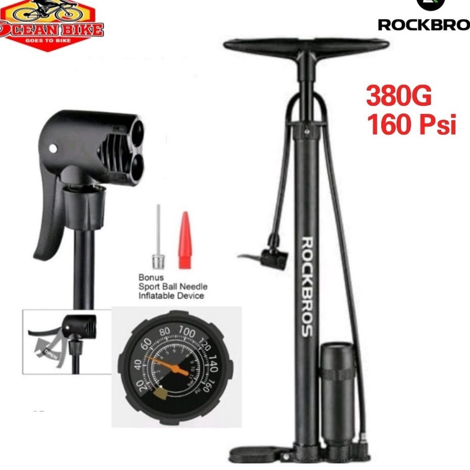 Flash ROCKBROS Pompa Ban Sepeda Motor Bola 38G 16 PSI Road Bike Mtb Pentil Presta Schrader Free Adap