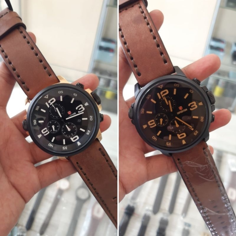 Jam tangan cowok Expedition E 6392 MC leather Original