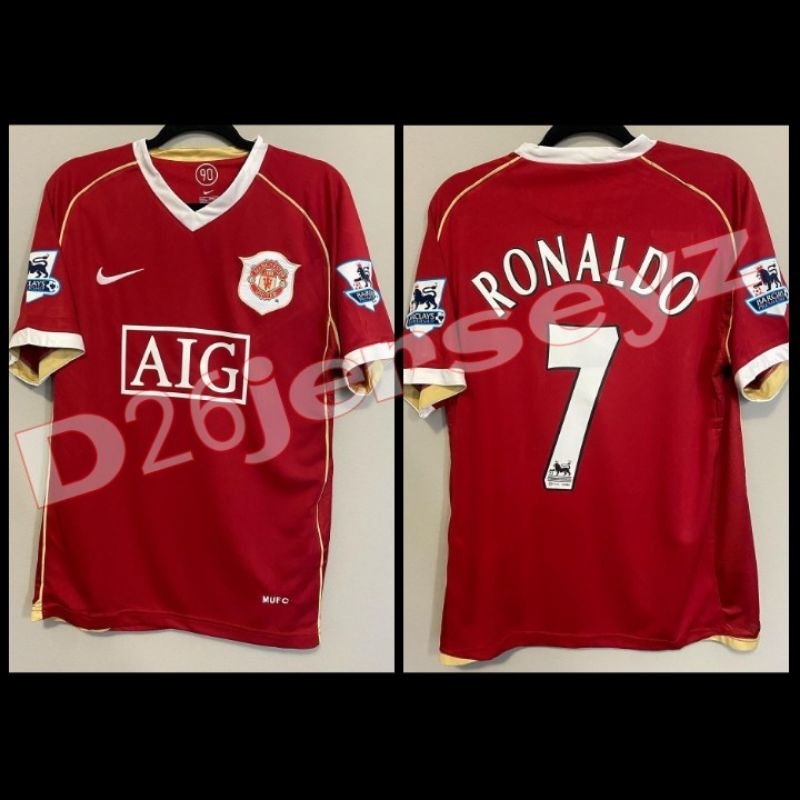 Jersey RETRO Manchester United home 2006 / 2007 OFFICIAL + Cetak nama Nameset RONALDO 7 / Custom suk
